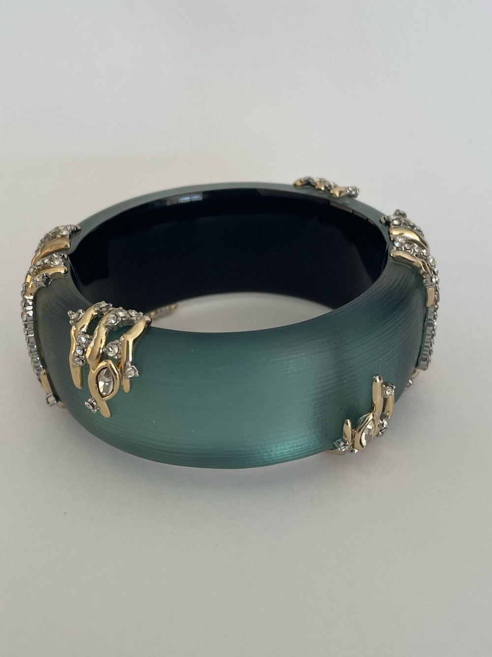 Alexis Bittar Acrylic Bangle Bracelet with Swarovski crystals